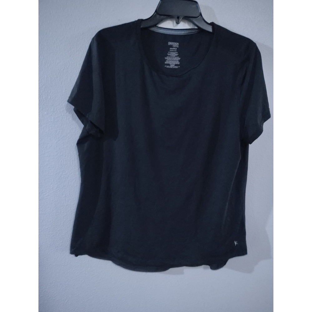 Danskin Now Womens XL Black Semi-Fitted Mesh Back Activewear T-Shirt DHL14032